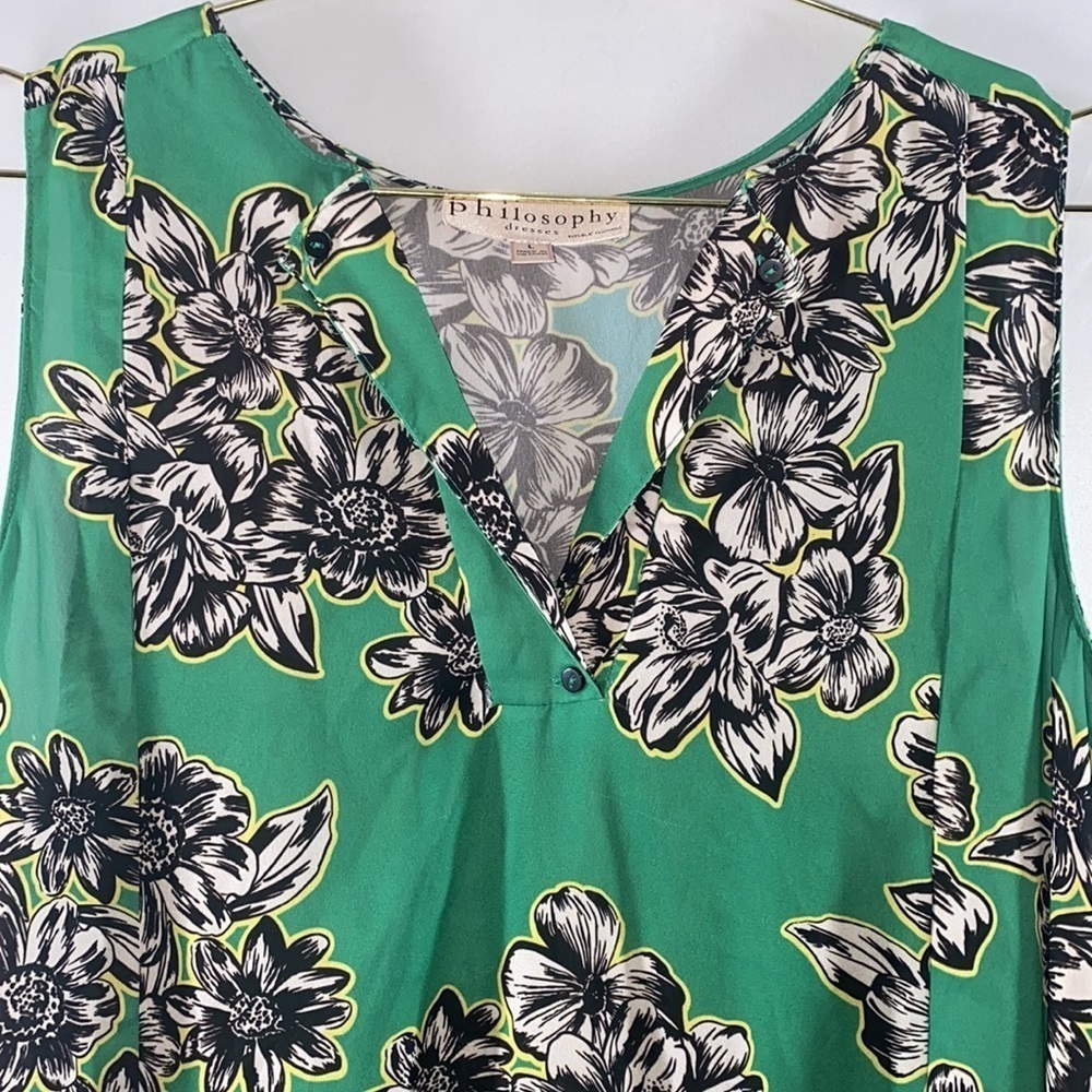 Philosophy Green Floral Dress, Size Large - Picture 4 of 8